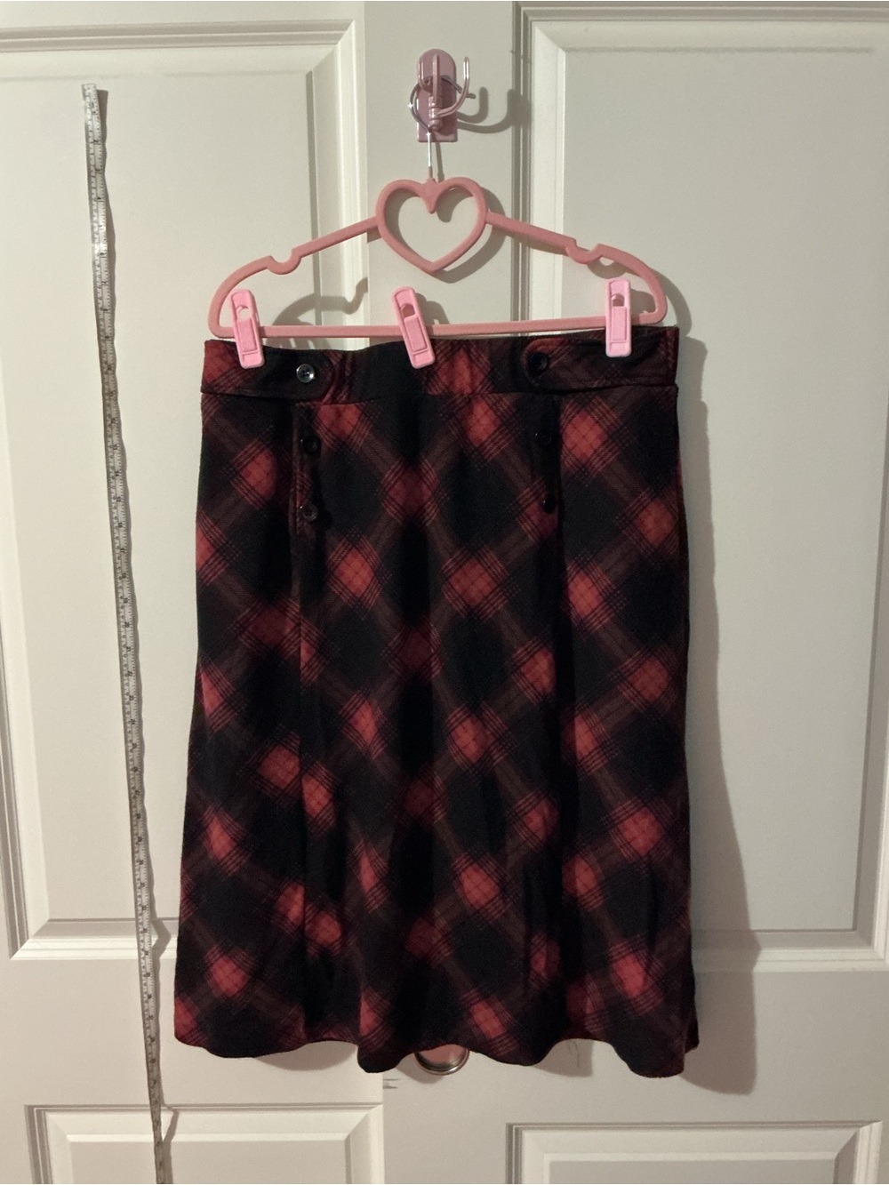 Robert Louis Black and Red Plaid A-Line Skirt